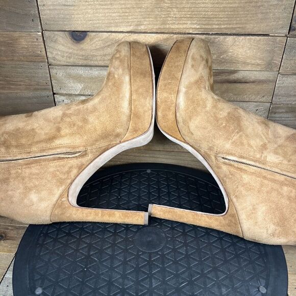 VERONICA BEARD Womens Sz 7.5 Brown Platform Padded Dali Stiletto Zip-Up Suede - Picture 8 of 10